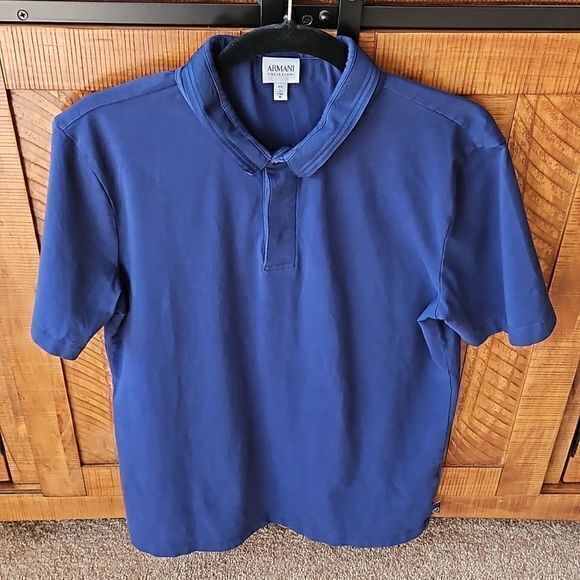 Armani‎ Collezione Navy Men's Button Collar Short Sleeve Polo Shirt Size M(USA) - Picture 3 of 11